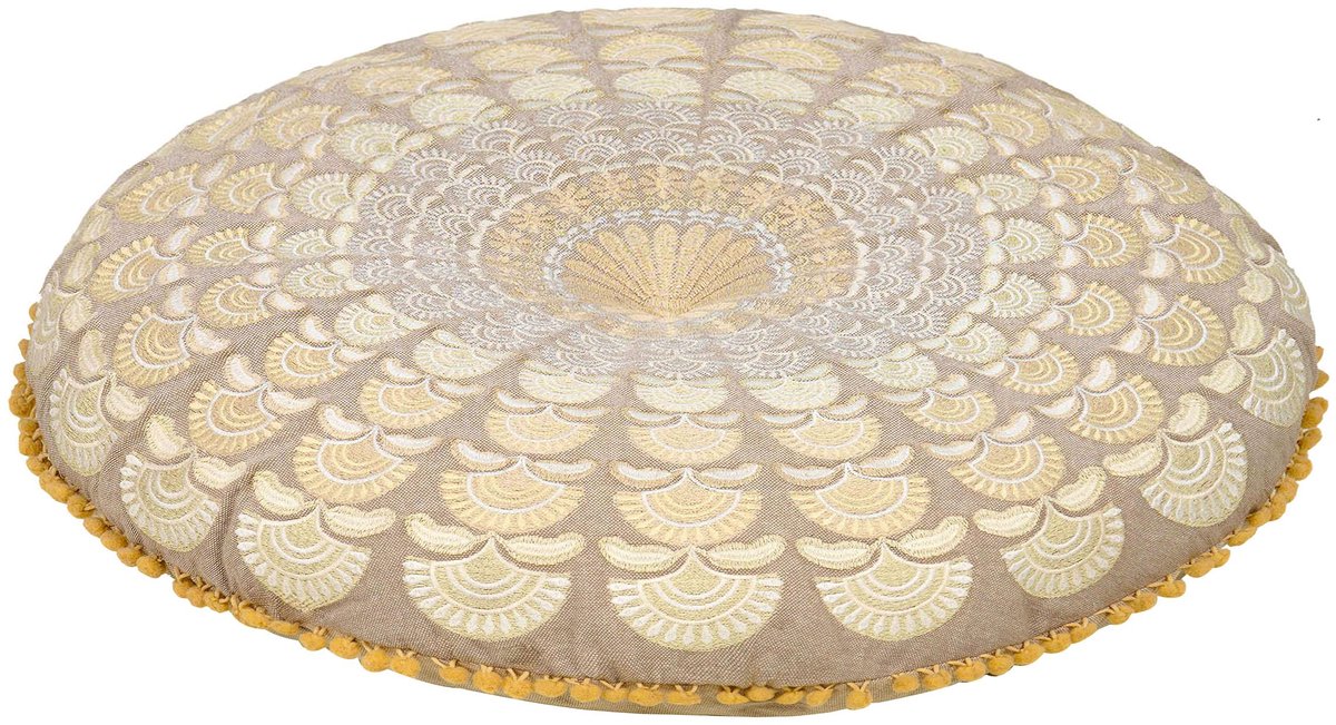 Ibenzoa Boheemse Ronde Kussenhoes voor Unieke Sfeer in Woonkamer en Slaapkamer - 60 cm beige