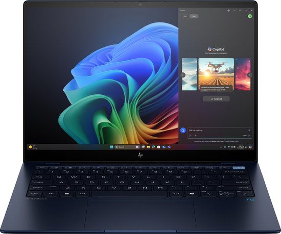 HP EliteBook Ultra G1q AI PC Qualcomm Snapdragon X1E-78-100 Laptop 35,6 cm (14") Touchscreen 2.2K 16 GB LPDDR5x-SDRAM 512 GB SSD Wi-Fi 6E (802.11ax) Windows 11 Pro Blauw - HP - Hoofdafbeelding
