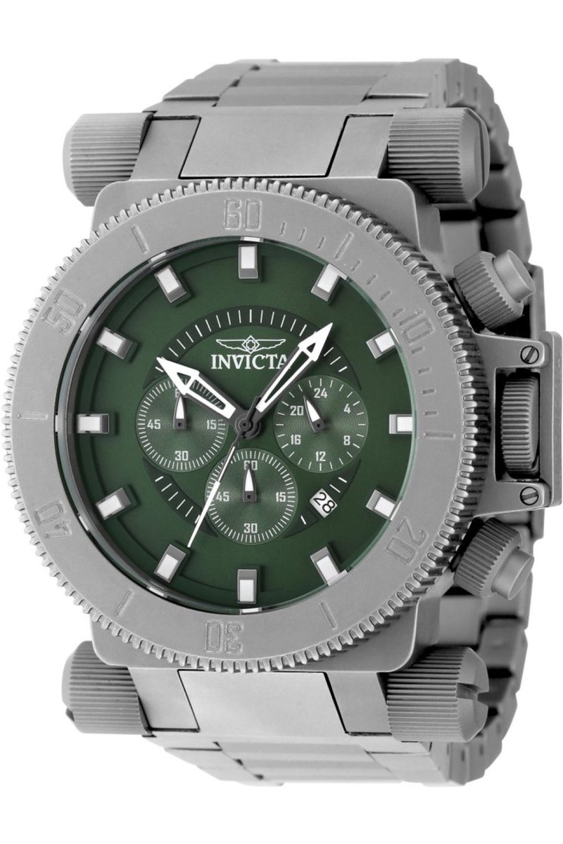 Invicta Coalition Forces 48218 Heren Horloge - Waterdicht - Analoog - Quartz Uurwerk - Titanium met groene Wijzerplaat - 51mm