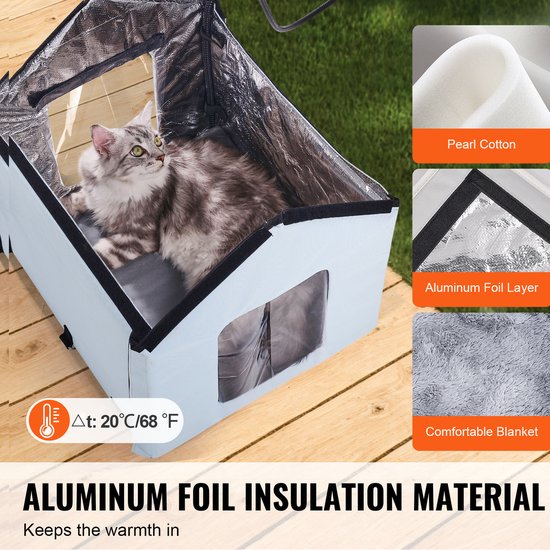 Verwarmd kattenhok - kattenhuis voor buiten met gebogen dak met instelbare temperatuur | Robuust buitenhuis met verwarming voor wilde katten in de Verwarmd kattenhok - kattenhuis voor buiten met gebogen dak met instelbare temperatuur | Robuust buitenhuis met verwarming voor wilde katten in de