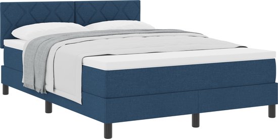 vidaXL - Boxspringbed - met - Matras - Blauw - 160x200 - cm - Stof