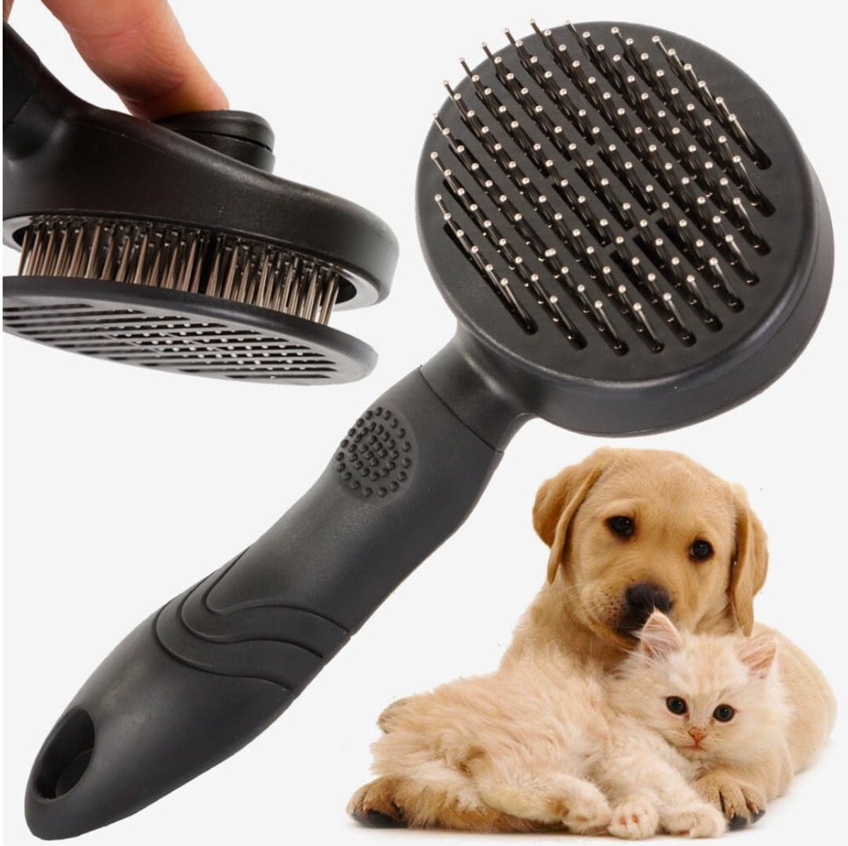 Ibenzoa® Professionele Huisdier Borstel met Ronde Naalden – Voor Langharige Honden en Katten