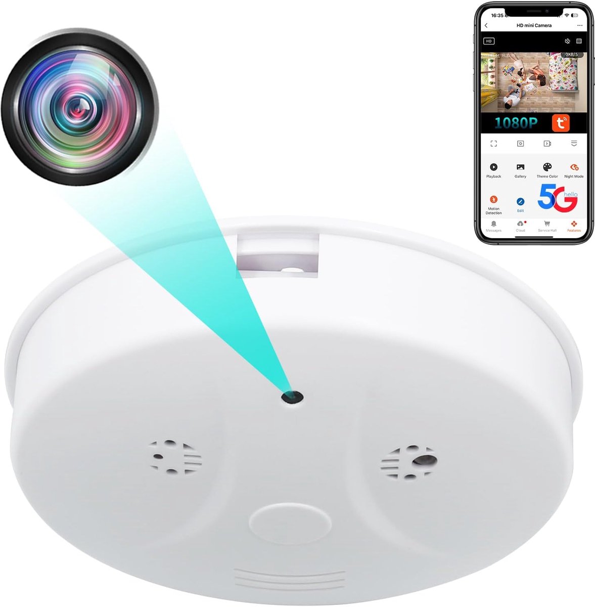 Verborgen Camera met 5G WiFi - Mini Draadloze Spion Camera HD 1080P - Discreet Surveillance met Bewegingsdetectie en Nachtzicht