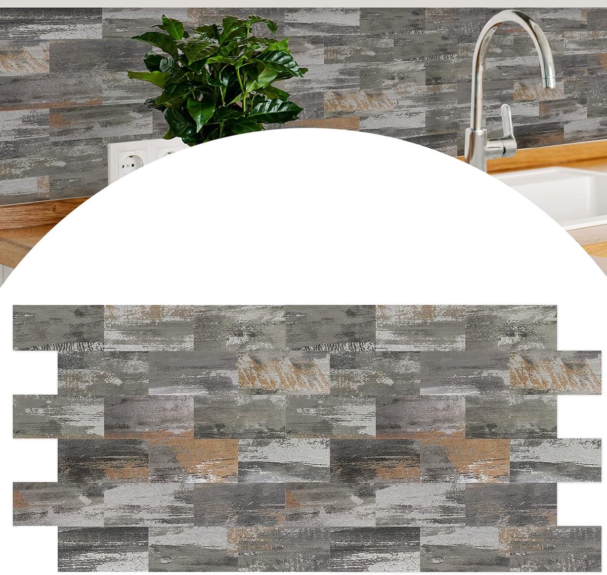 Aufun Tegel Stickers 30cm x 30cm, 10 Stuks Keuken Badkamer Metro Tegels PVC Zelfklevende Tegels Met Zelfklevende Waterdicht, Muur Tegel Decor (Type A)