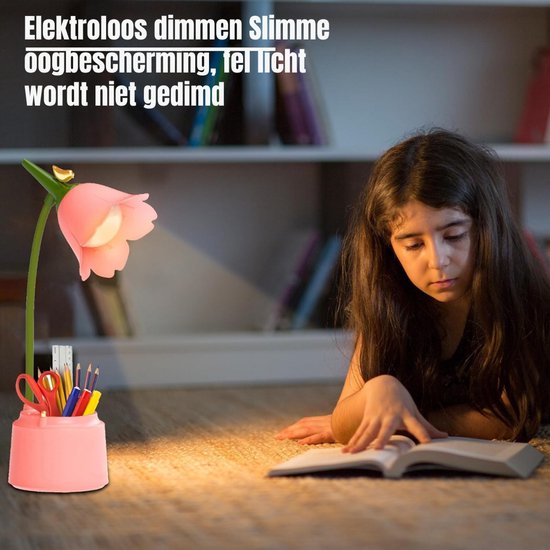 Zylo® Bureaulamp Kinderkamer - Tafellamp Kinderkamer - Voor Jongens en Meisjes - Roze - 15cm x 13cm x 39cm van Zylo® — afbeelding 3