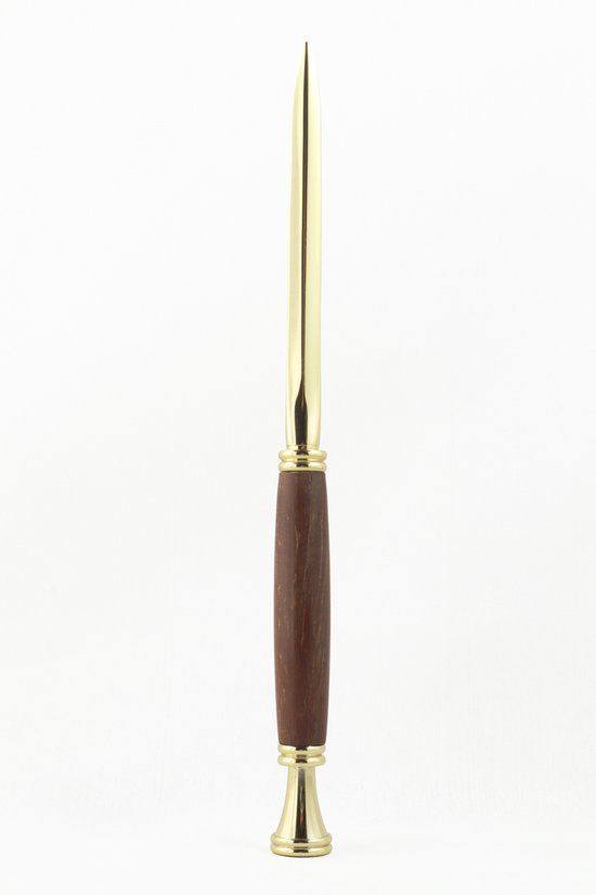 Foto: Stb luxe brievenopener handgemaakt 24 karaats verguld metaal en azob hout made in holland