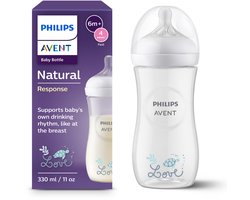Philips Avent Natural Response babyfles - 1 stuk – 330 ml – flow 4 - schildpad - SCY906/11