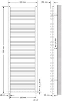 Bol.com Elektrische badkamerradiator met verwarmingselement 900W 600x1800 mm Wit gebogen met zijaansluiting LuxeBath aanbieding