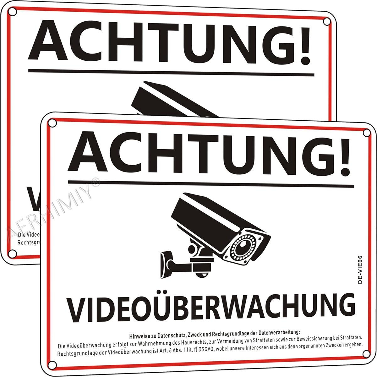 Reflecterend Videobewakingsbord 20 x 15 cm - Set van 2 - Waterbestendig, UV-bestendig en Eenvoudig te Monteren