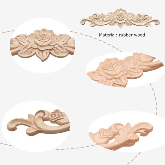 Zasvec Houten ornament, 6 stuks, houten ornamenten, knutselhout, ornamenten voor meubels, toepassing, houtsnijwerk, hout, decoratieve decoratie, gesneden hout, snijwerk, ornament voor meubels Zasvec Houten ornament, 6 stuks, houten ornamenten, knutselhout, ornamenten voor meubels, toepassing, houtsnijwerk, hout, decoratieve decoratie, gesneden hout, snijwerk, ornament voor meubels
