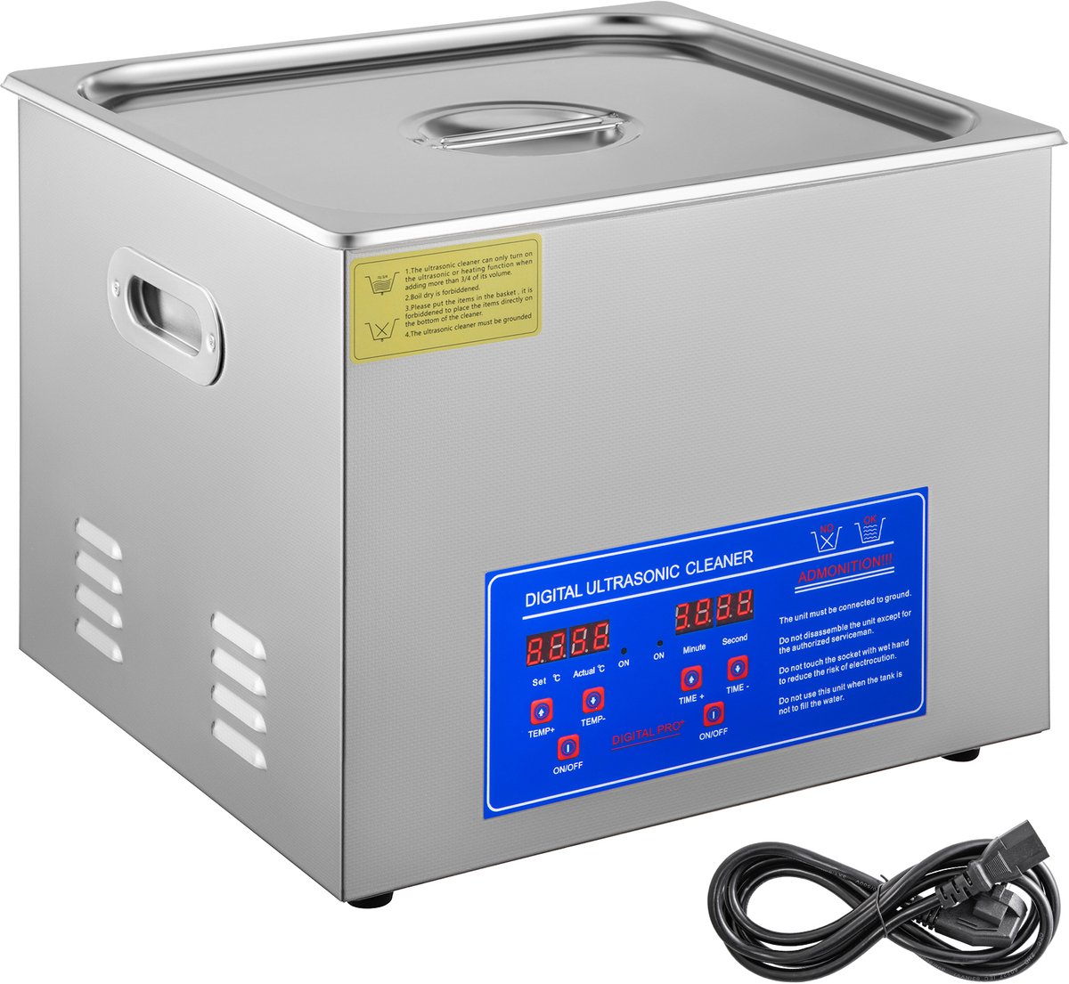 15l Ultrasoon Reinigingsapparaat, Roestvrij Staal, Digitale Verwarmingstimer, voor Het Reinigen van Sieraden, Commercieel, Persoonlijk, Thuisgebruik, Zilver