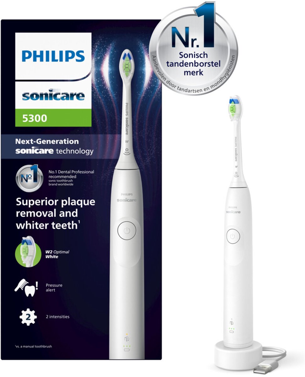 Philips Sonicare 5300 Series - Elektrische Tandenborstel - Wit - Wittere tanden - HX7108/01