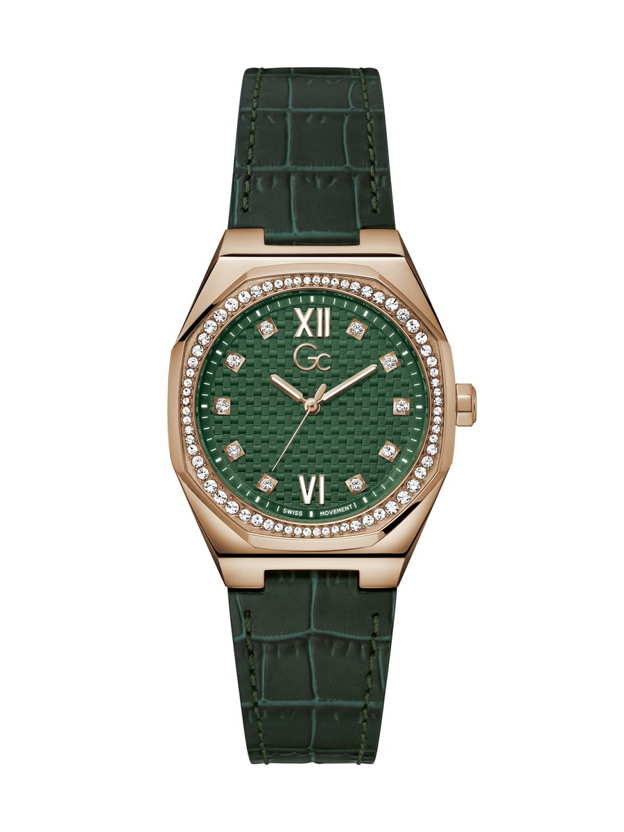 Gc Gc Coussin Sleek Lady Analoog Horloge Zwart Case: 100% Stainless Steel | Armband: 100% Genuine Leather 34 Z25004L9MF