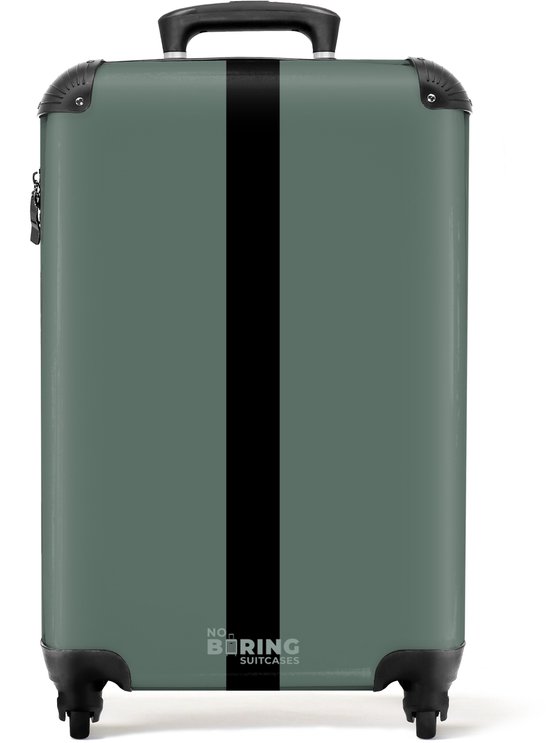NoBoringSuitcases.com® - Valise cabine Vert avec bande noire - Bagage à main - Valise de voyage - Valise chariot - Valises 55x40x20 cm - 55x35x25 cm