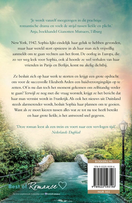 Dos du livre "Sophia's triomf" avec critiques et code-barres ISBN.