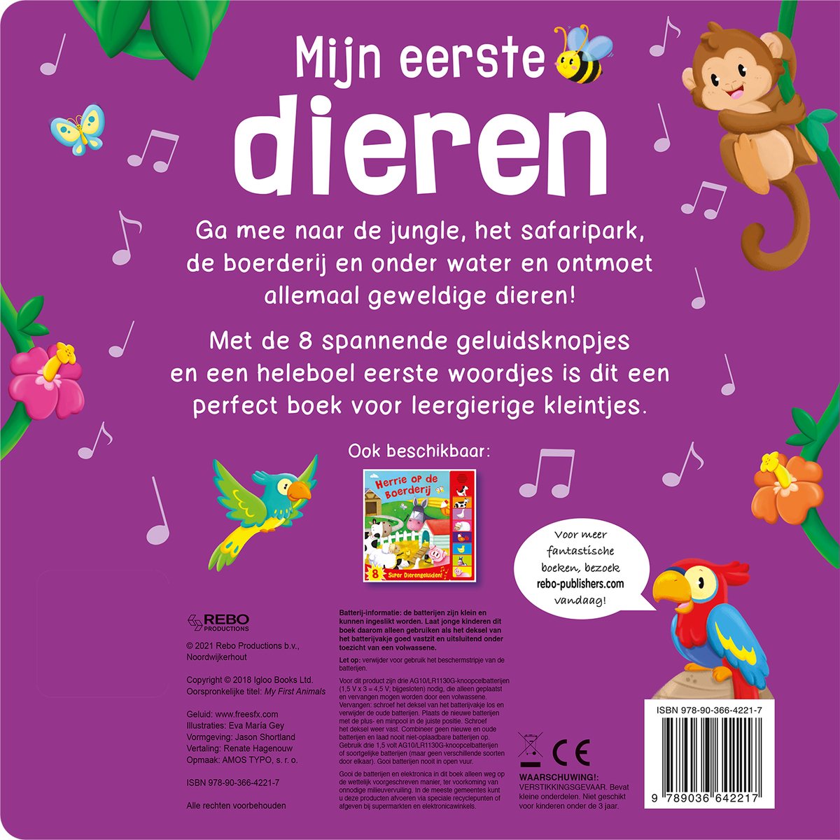 8 geluiden - Geluidenboek Mijn eerste dieren - back cover