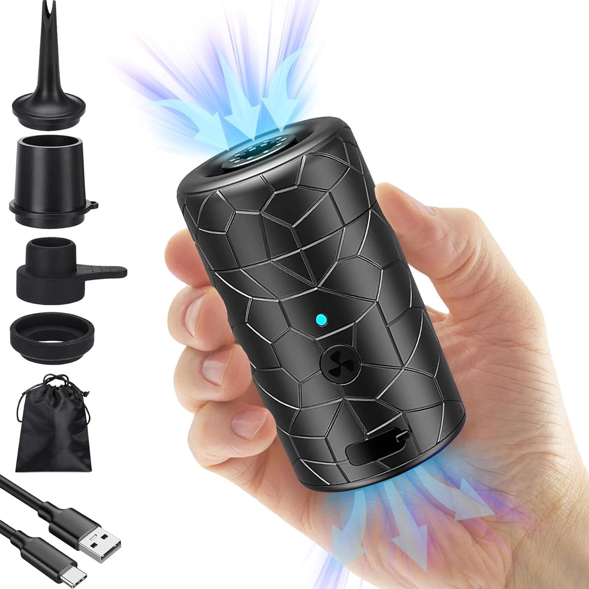 Draagbare Elektrische Luftpomp - 4000mAh Accu, 300L/Min, Compact en Lichtgewicht - Ideaal voor Camping, Luchtmatrassen, Zwembanden, Vakuumbeutels en Meer