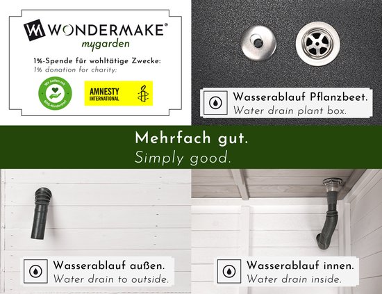 WONDERMAKE® Grand garage design pour robot tondeuse à gazon XXL universel avec évacuation de l'eau, jardinière en bois, auvent pour robot tondeuse à gazon, abri pour robot tondeuse à gazon, toit plat, 78,5 x 96 x 57 cm, gris anthracite blanc