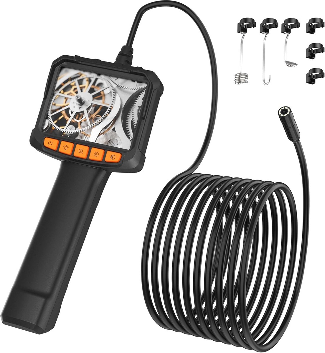 Endoscoopcamera met Licht en HD-display voor Inspectie - Waterdichte Borescope met LED Verlichting en Flexibele Kabel