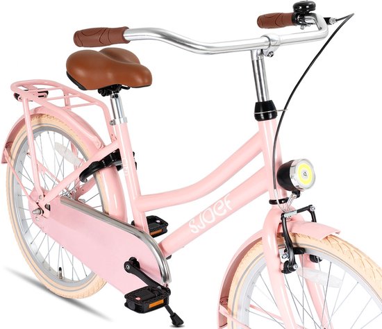 SJOEF City Meisjesfiets 24 inch - Kinderfiets 8, 9, 10, 11, 12 jaar - Oma Fiets 24 inch Meisje - Roze