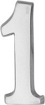 Domino® Deurnummer Zelfklevend SP - "1" - Chroom - Woonhuisnummer Hotelkamernummer 50mm - Huisnummer Brievenbus Adresnummer Stickers - Huisnummerplaatje - Deur en Kamernummer - Lockernummer