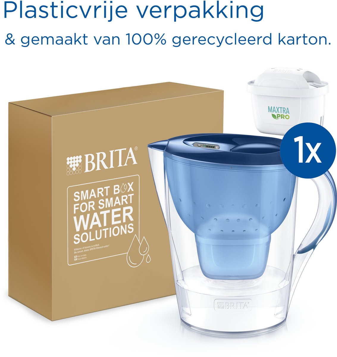 Bol.com BRITA Marella XL Waterfilterkan 3.5L - Blauw - met 1 MAXTRA PRO Waterfilter - BPA-vrij, Vaatwasmachinebestendig, Duurzaa... aanbieding