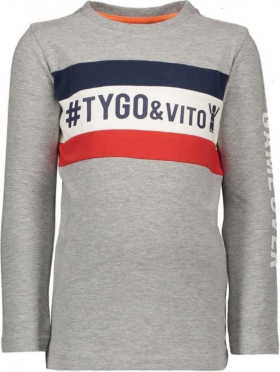Tygo&Vito Jongens t-shirts & polos Tygo&Vito T&v t-hirt LS cut & sewn #TYGO&vito grijs 122/128