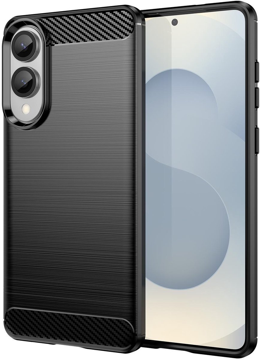 Mobigear Hoesje geschikt voor Samsung Galaxy S25 Edge Telefoonhoesje Flexibel TPU | Mobigear Brushed Slim Backcover | Galaxy S25 Edge Case | Back Cover - Zwart
