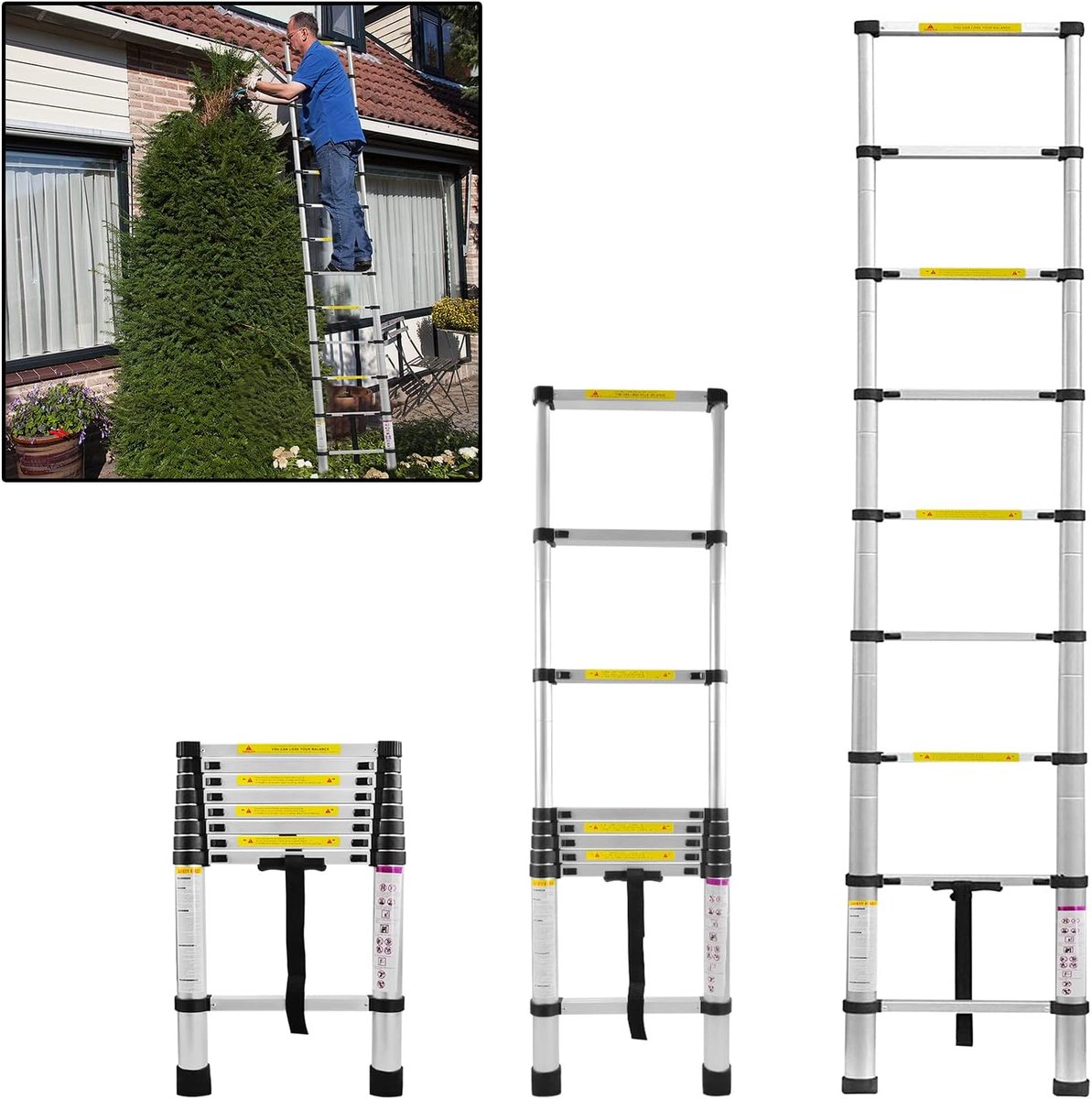 Telescoopladder Aluminium - Vouwladder - 2.6M