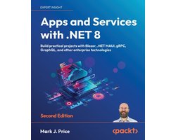 Omslag van Apps and Services with .NET 8 - Second Edition: Build practical projects with Blazor, .NET MAUI, gRPC, GraphQL, and other enterprise technologies