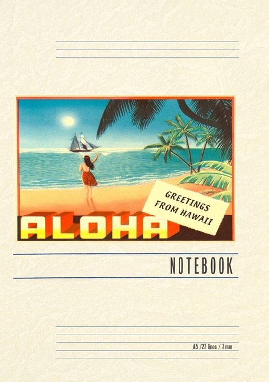 Vintage Lined Notebook Aloha, Greetings from Hawaii, Hula Gi ... - cover