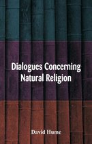 Boekomslag met de titel "Dialogues Concerning Natural Religion" door David Hume, tegen een achtergrond van gestreepte bruine, paarse en blauwe bamboe.