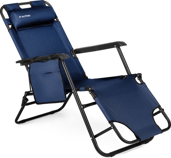 Outtec® 2-in-1 Strandstoel en Ligbed - Campingstoel - Ligstoel - Lounger - Tuinstoel - tot 150 kg - voor Tuin, Balkon, Strand, Camping