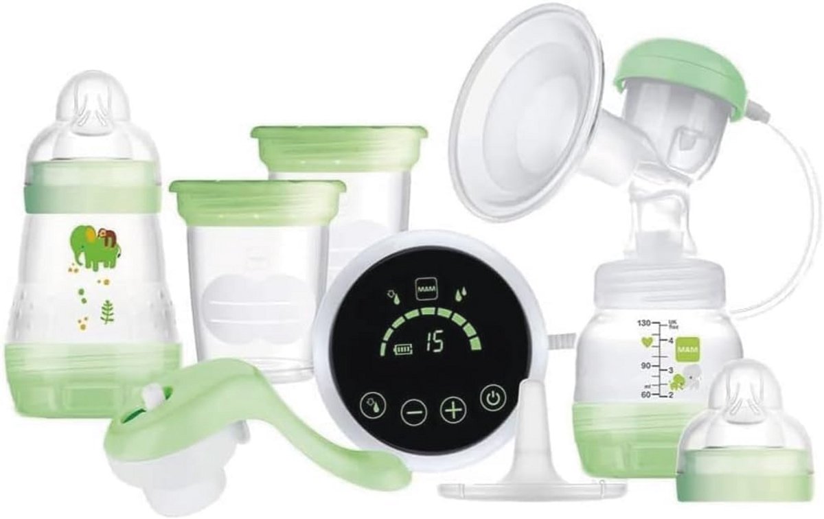 Image of 2-in-1 Borstkolf - Elektrische en Handmatige Moedermelk Extractor met 9 Stimulatie Niveaus, Inclusief 2 Babyflessen