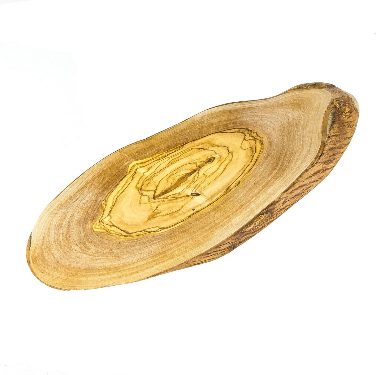 Snijplank van olijfhout 28-32 cm, handgemaakt en rustiek voor kaas, brood en desserts