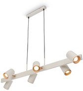 BRILONER Era – Hanglamp eetkamer – 4-lichts – kantelbaar – GU10 fitting – lichtgrijs-koffie– 80 x 24,9 x 120 cm