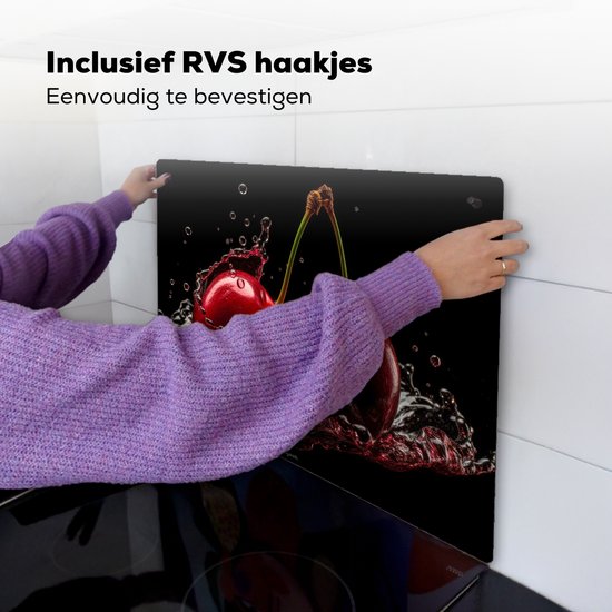 KitchenYeah® Protection plaque induction 70x55 cm - Cerises - Fruits - Eau - Protege plaque de cuisson - Couvre plaque induction - Protecteur d'induction - Cuisine