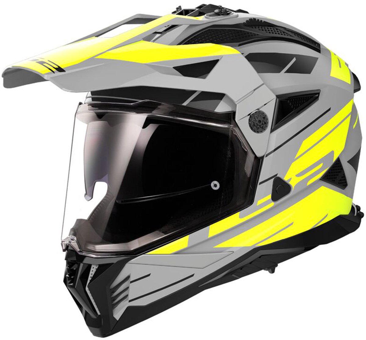 LS2 MX702 Pioneer II Namib M.Grey H-V Yellow-06 2XL - Maat 2XL - Helm