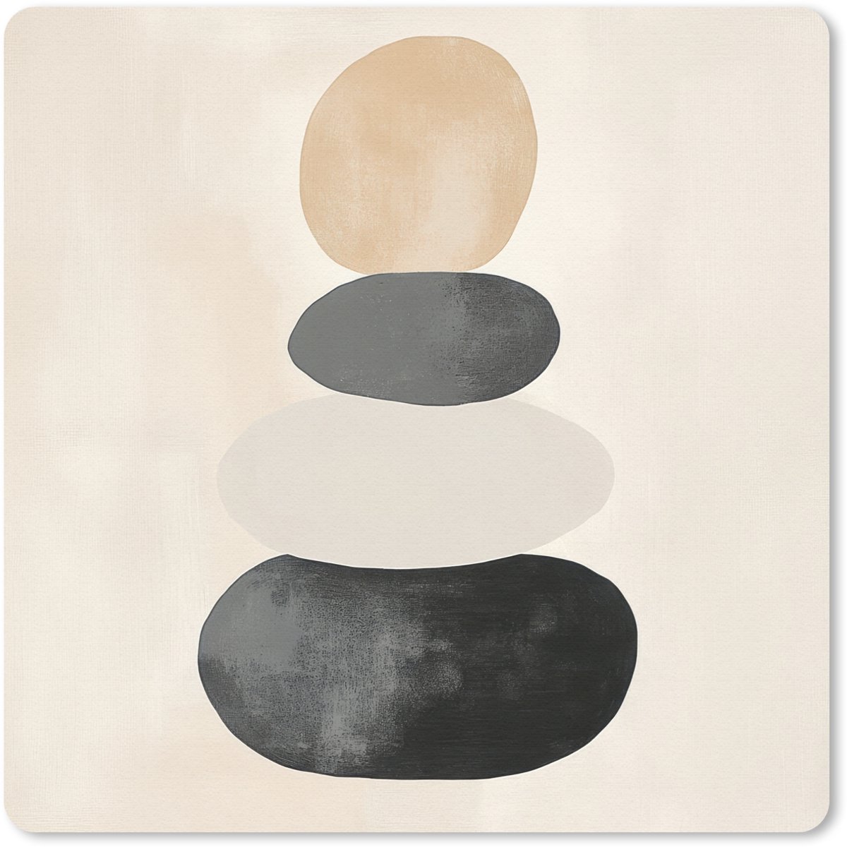Muismat 20x20 cm - Mousepad Japandi - Wabi sabi - Beige - Muismatten