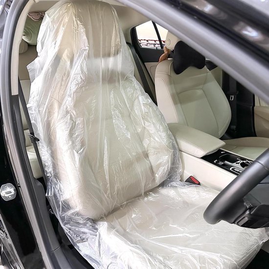 Wakauto 100 stuks heldere witte kunststof wegwerpstuurhoes voor auto's, universele stuurbescherming, stuurhoes van kunststof, anti-stof