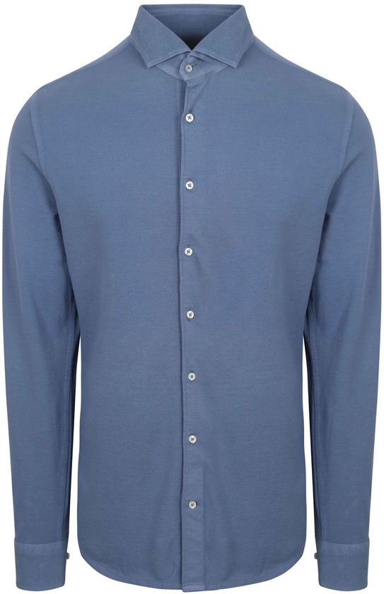 Suitable Piqué Overhemd Jeans Blauw - Maat XL - Heren - Casual Shirt
