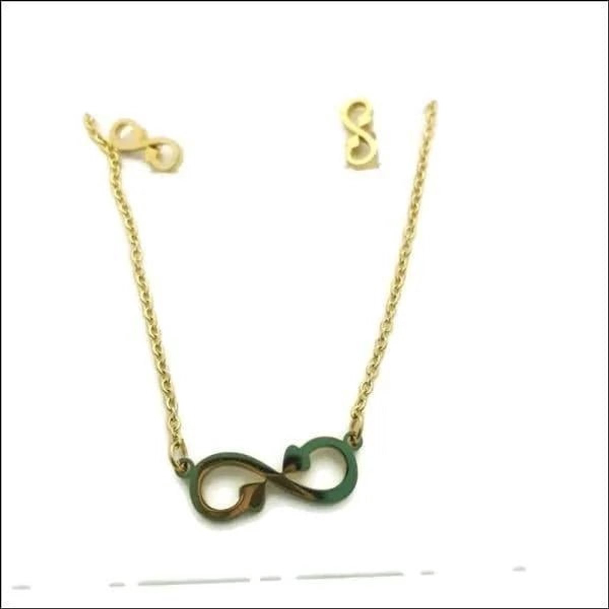 Aramat Jewels | Sieradensets | Goudkleurige Infinity Oorbellen & Hanger oneindig | | | | | | | Verkleurd niet