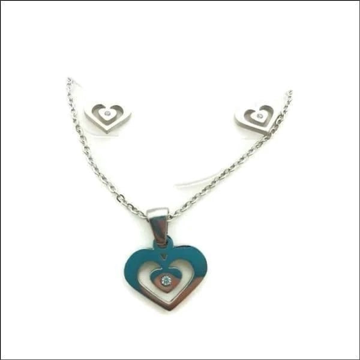Aramat Jewels | Sieradensets | Elegante Harten Sieraden Set van Rvs | | | | | | | Verkleurd niet