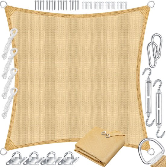 Voile d'ombrage KESSER® | voile d'ombrage auvent protection contre le vent | Tissu PEHD | hydrofuge et résistant au vent | 5 voies point de croix robuste et stable ombre jardin balcon terrasse