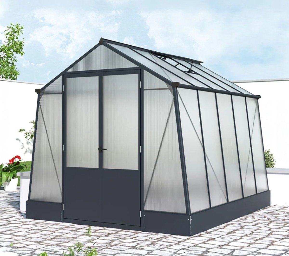 Westmann Aurora 810 tuinkas met fundering - 309 x 248 cm - Antraciet