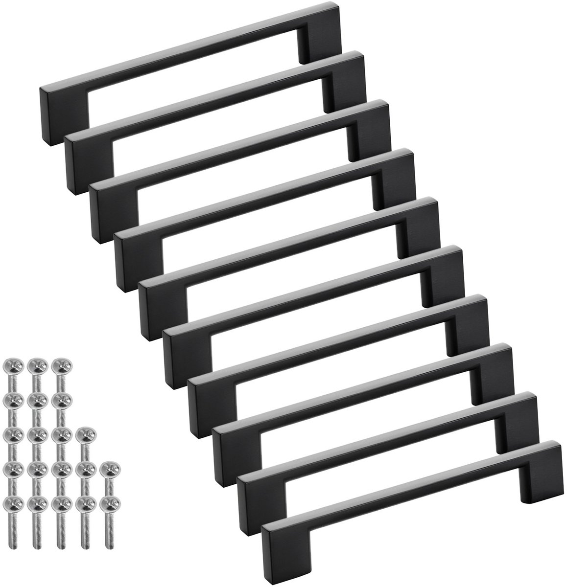 SOTECH 10 stuks meubelgrepen BLACKLINE XII BA 128 mm zwart mat aluminium (lengte 155 mm, breedte 9 mm, hoogte 28 mm) ladegrepen vitrinekastgrepen