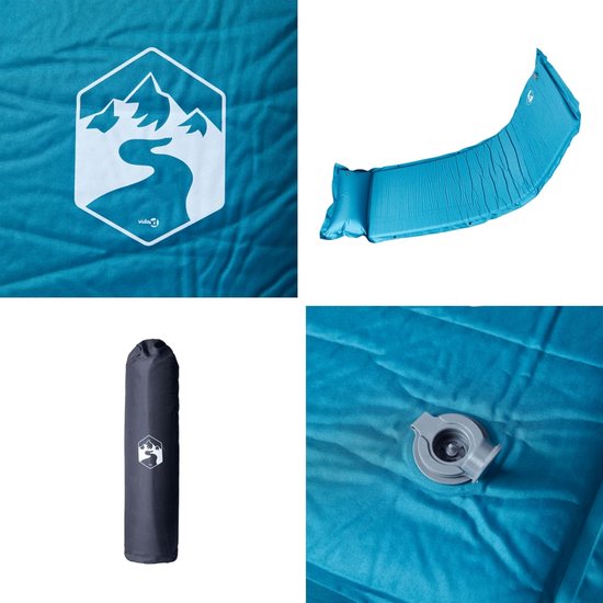 Kampeermatras met kussen zelfopblazend 1-persoons turquoise van Quechua — afbeelding 3