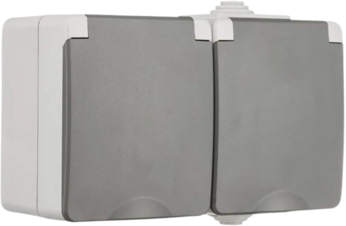 ION Industries - Contactdoos spatwaterdicht - opbouw - 2-voudig - randaarde - IP55 - grijs