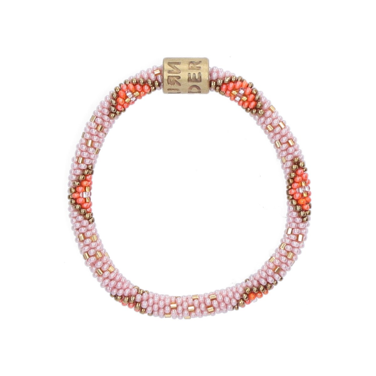 Return to Sender Armband roll on - Ø 7 cm - Lichtroze Oranje - Glazen kralen