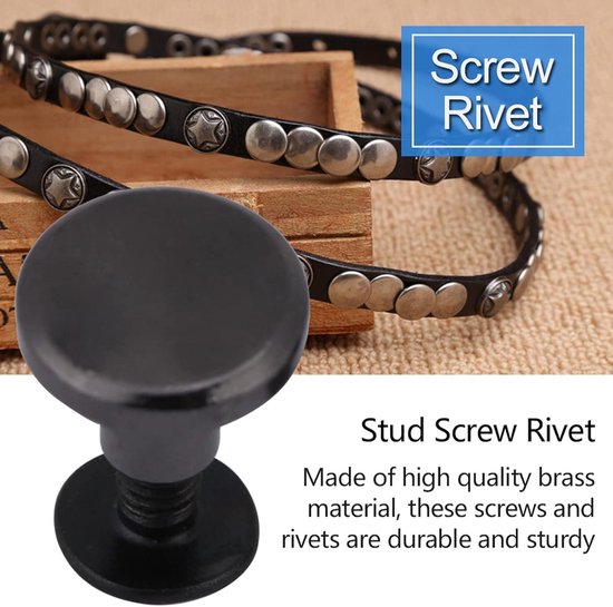 20 Sets DIY Brass Flat Head Belt Band Rivets + Screw for Leather Craft ...
